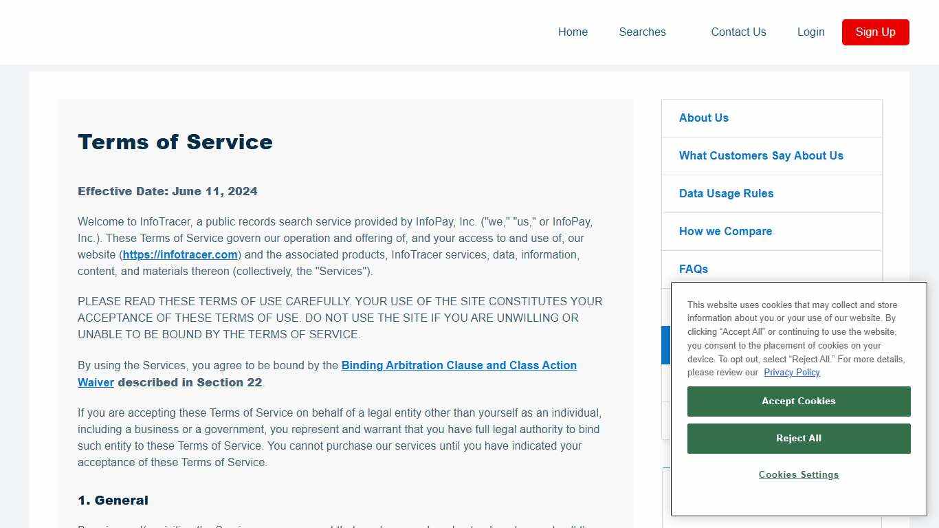 Terms of Service - InfoTracer.com