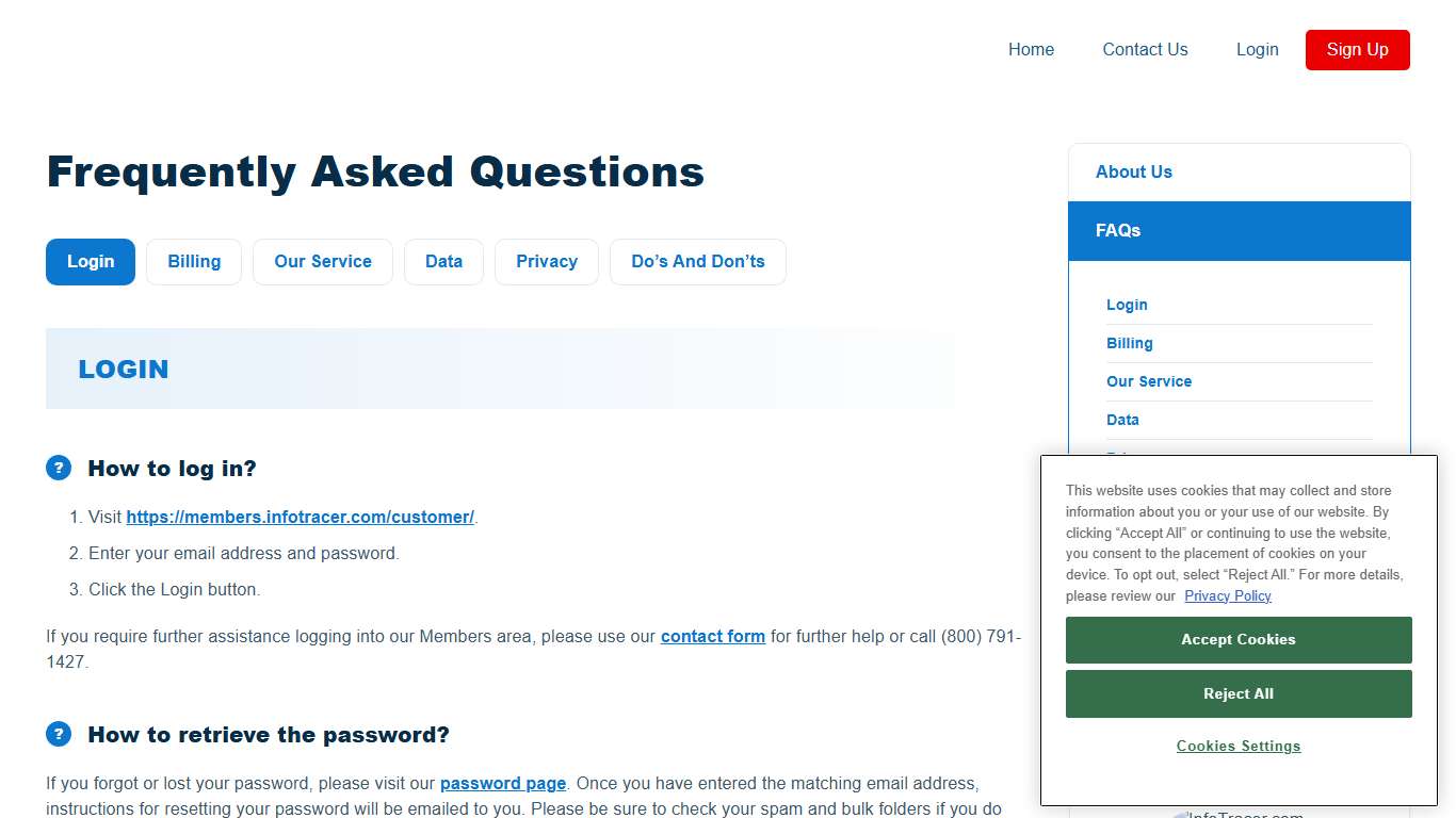 Frequently Asked Questions - InfoTracer.com